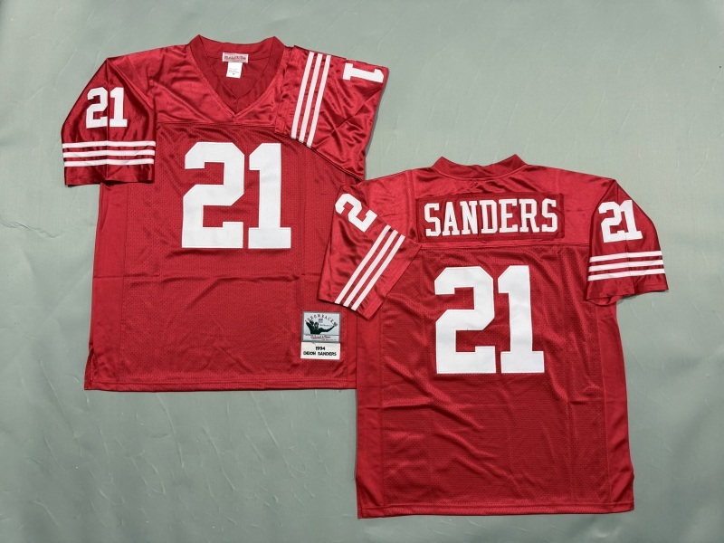 Men 2025 San Francisco 49ers #21 Sanders red Throwback Limited NFL Jersey style 002->san francisco 49ers->NFL Jersey